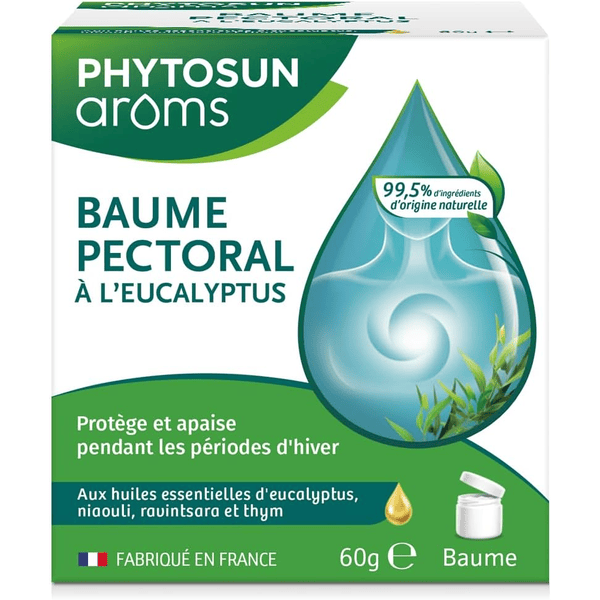 Phytosun Arôms Baume Pectoral Eucalyptus 60g protège apaise hiver huiles essentielles