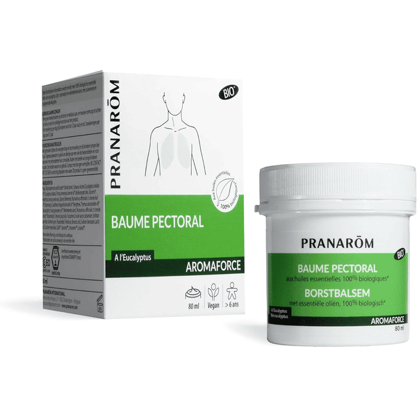 Pranarôm Aromaforce Baume Pectoral Eucalyptus 80ml Bio huiles essentielles respiration aisée