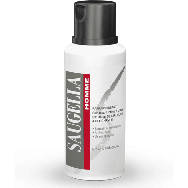 Saugella Homme Soin Lavant Intime 200ml hélichryse giroflier lutte contre odeurs indésirables pharmacie