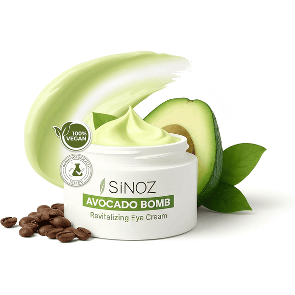Sinoz Avocado Bomb Crème Contour Yeux 15ml avocat caféine peptides Matrixyl 3000 anti-cernes anti-poches hommes femmes