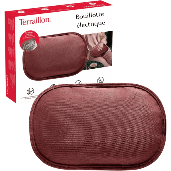 Terraillon Velvet bouillotte électrique finition velours confort chargement ultra rapide 8-12 min chaleur 6h douleurs musculaires menstruelles articulaires