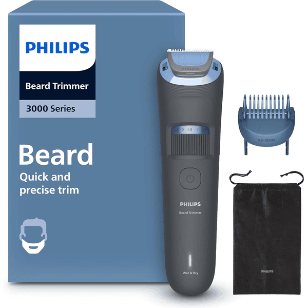 Philips tondeuse à barbe série 3000 lames angles arrondis 20 hauteurs de coupe sabot réglable