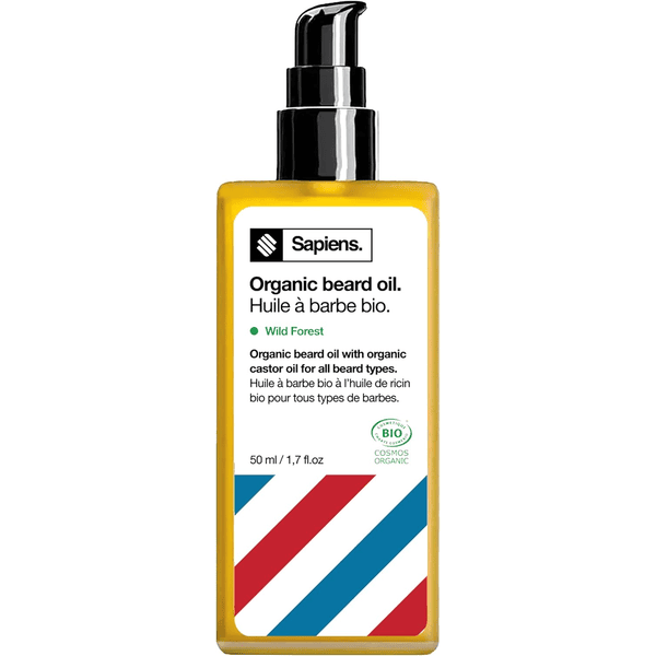 Sapiens huile barbe bio fabriquée en France huile de ricin argan adoucit la barbe