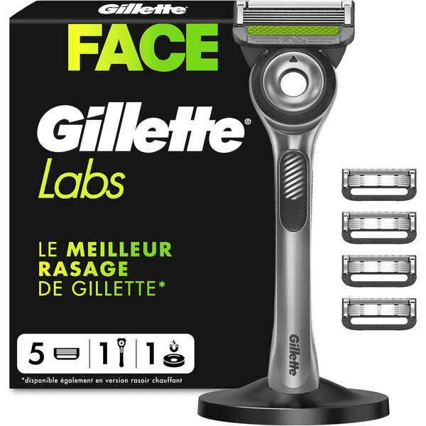 Gillette Labs rasoir homme avec bande exfoliante manche métal réutilisable 5 lames