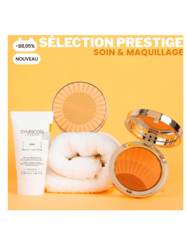 Sélection prestige Clarins poudre bronzante Symbiosis crème duo or