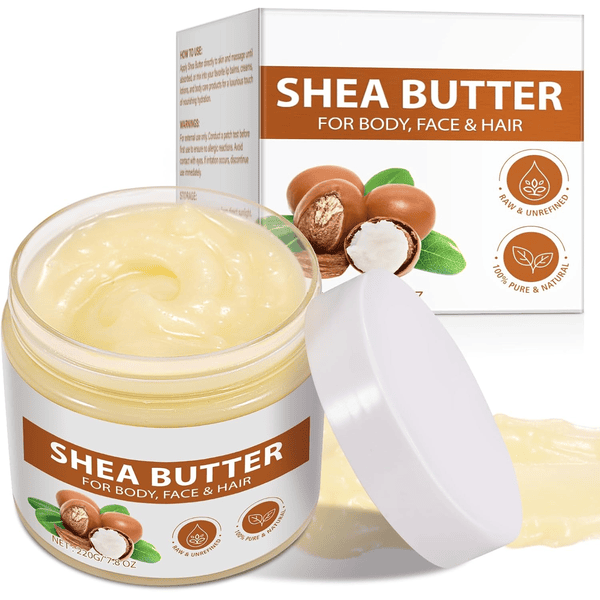 Beurre de karité pur 220g shea butter hydratant visage corps hydrate répare cheveux riche vitamines mains pieds corps