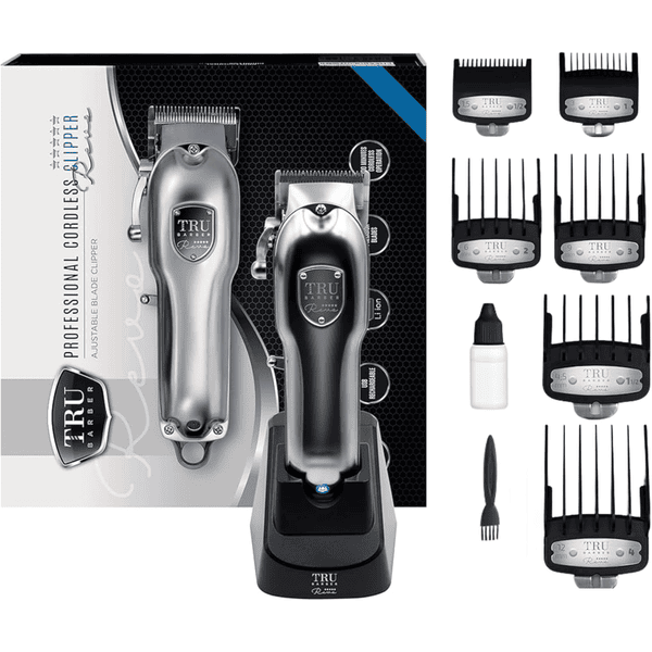 TRU BARBER tondeuse cheveux hommes professionnelle sans fil base charge rapide moteur haute performance design ergonomique coupe précise