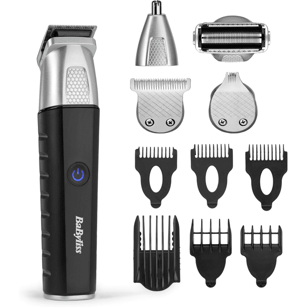 BaByliss tondeuse multi-usages Lithium Power 11 en 1 kit complet sans fil tondeuse barbe cheveux nez oreilles sourcils waterproof noir gris