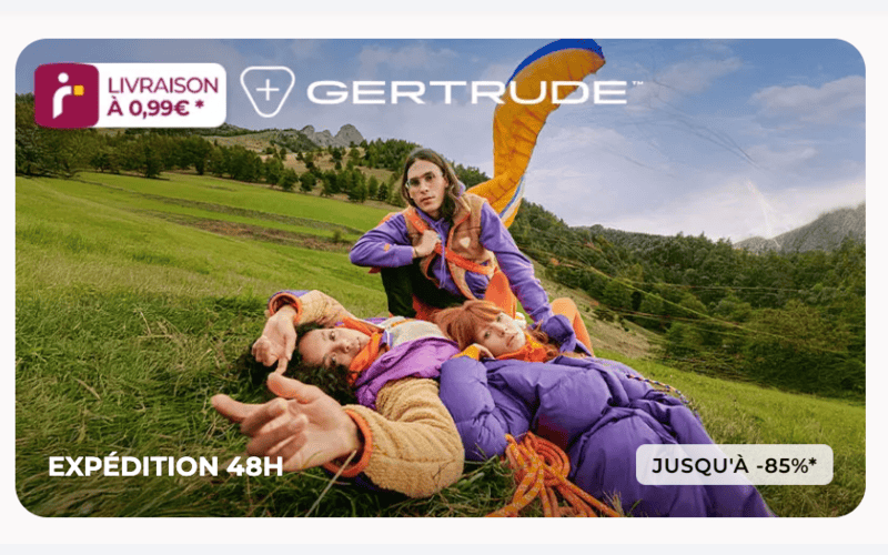 Vente privée Gertrude Showroomprivé vêtements outdoor famille violet randonnée nature -85% expédition 48h juin 2026