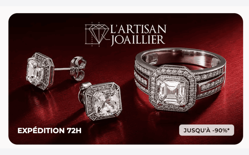 Vente privée L'Artisan Joaillier Showroomprivé bijoux or argent bague oxyde zirconium boucles d'oreilles -90% expédition 72h juin 2026