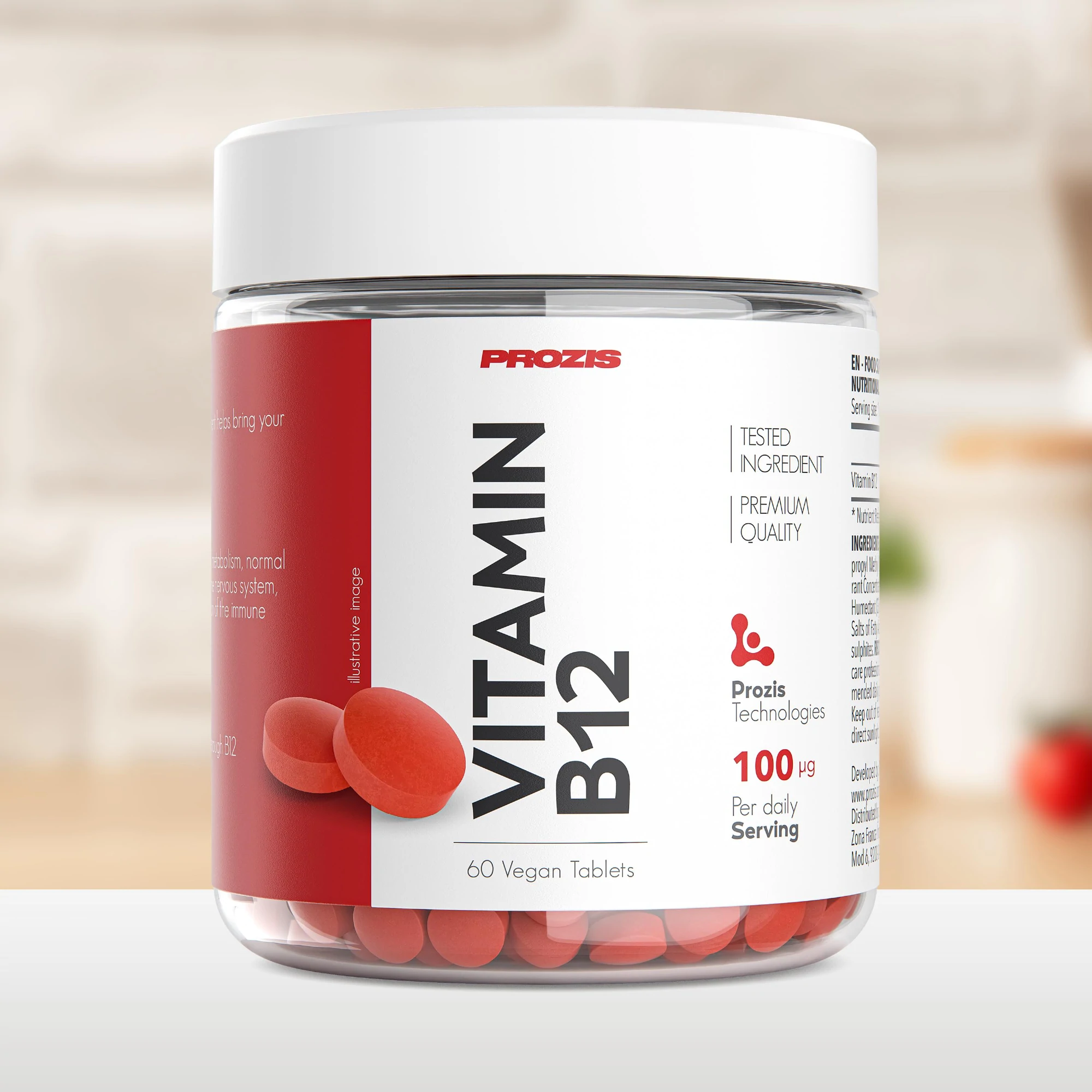 Boîte de Vitamine B12 Prozis 100 microgrammes avec 60 comprimés à 5,19 euros