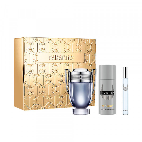 Coffret Rabanne Invictus avec eaux de toilette 100 ml et 10 ml et déodorant spray 150 ml