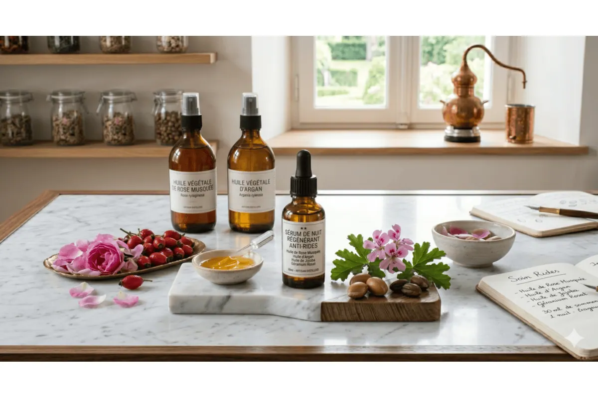 Flacon de sérum visage maison à l'huile végétale d'argan