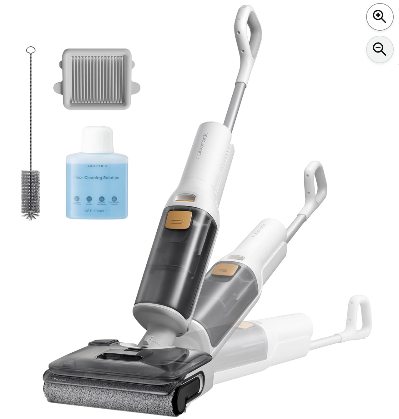 Roborock F25 GT aspirateur laveur sans fil avec accessoires et position inclinable 180°