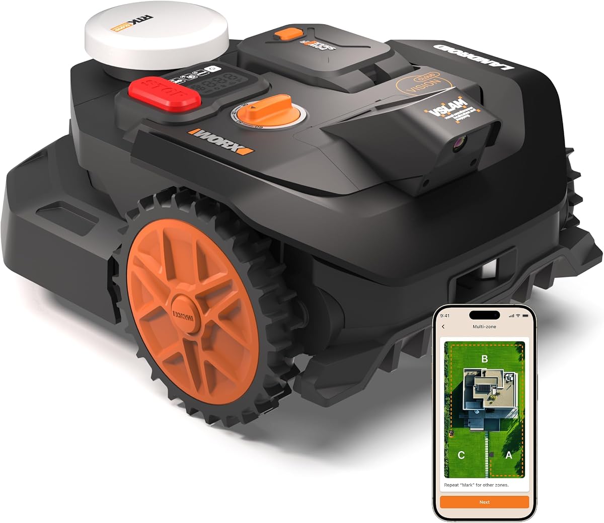 Robot tondeuse WORX Vision Cloud WR304E sans fil périphérique pour 400 mètres carrés