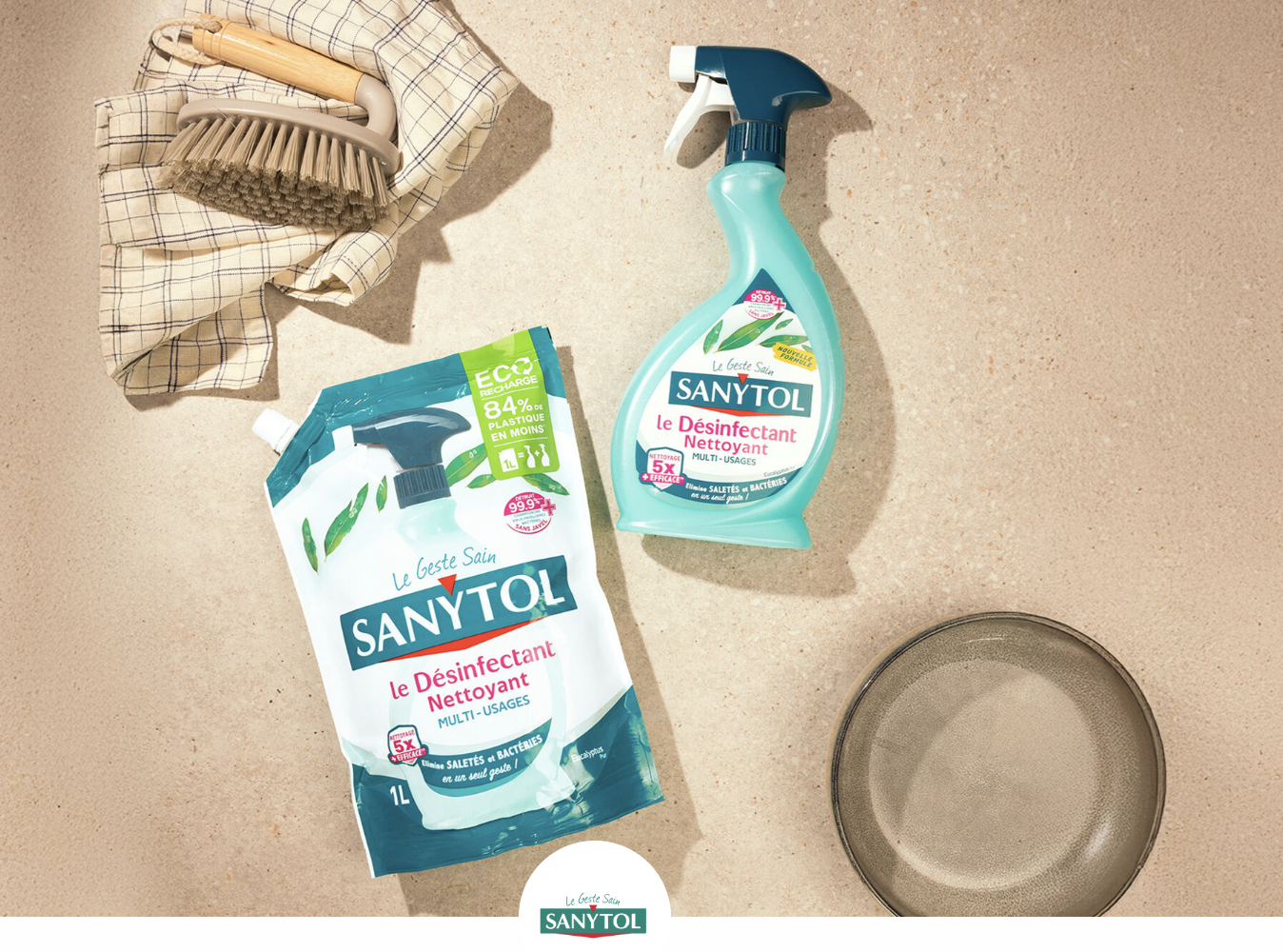 Sanytol desinfectant nettoyant multi-usages spray et recharge eucalyptus