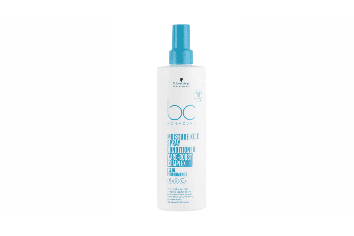Schwarzkopf BC Bonacure Moisture Kick Spray Conditioner flacon blanc capuchon bleu spray cheveux