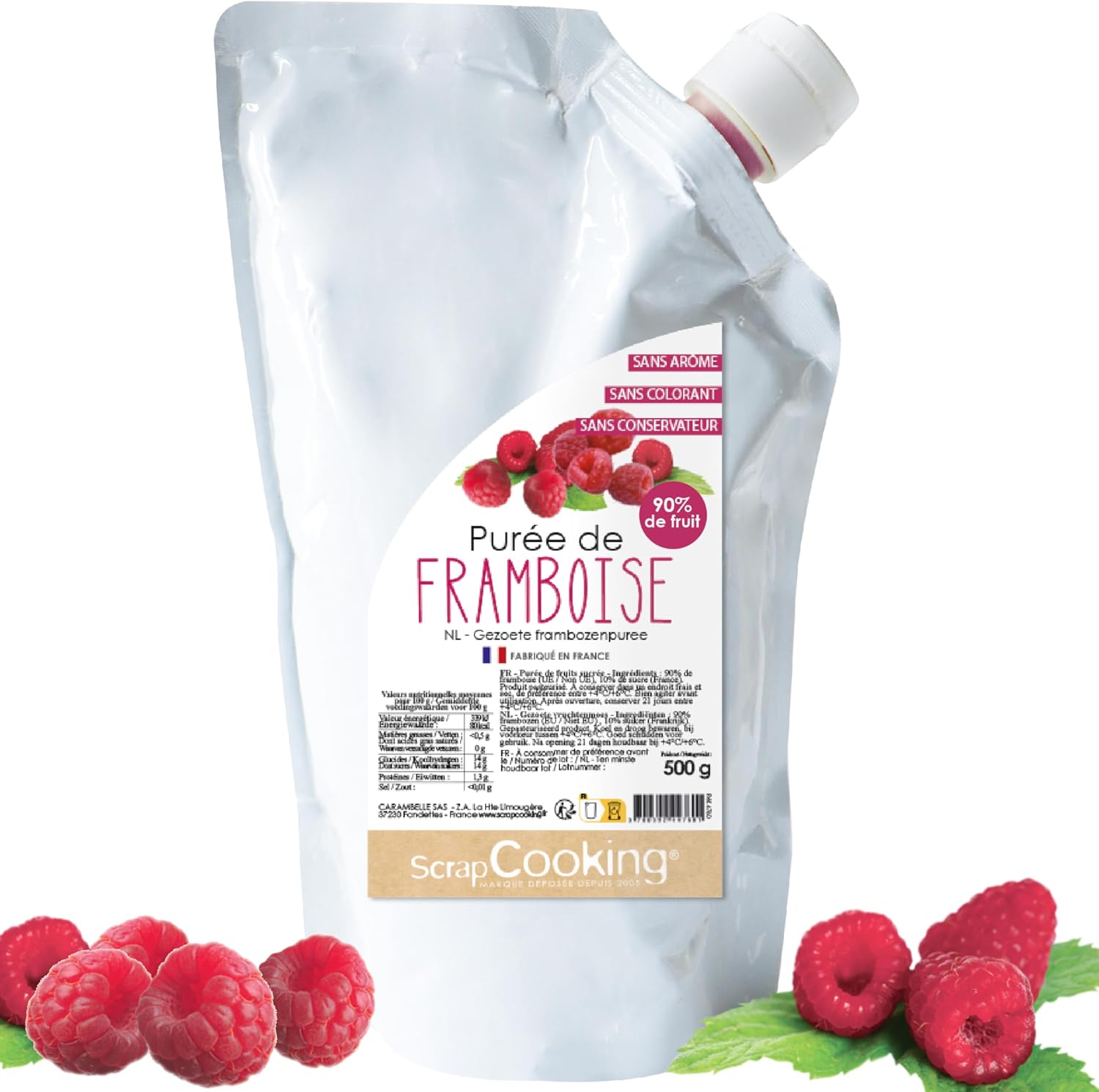 Gourde de purée de framboise ScrapCooking 500 g