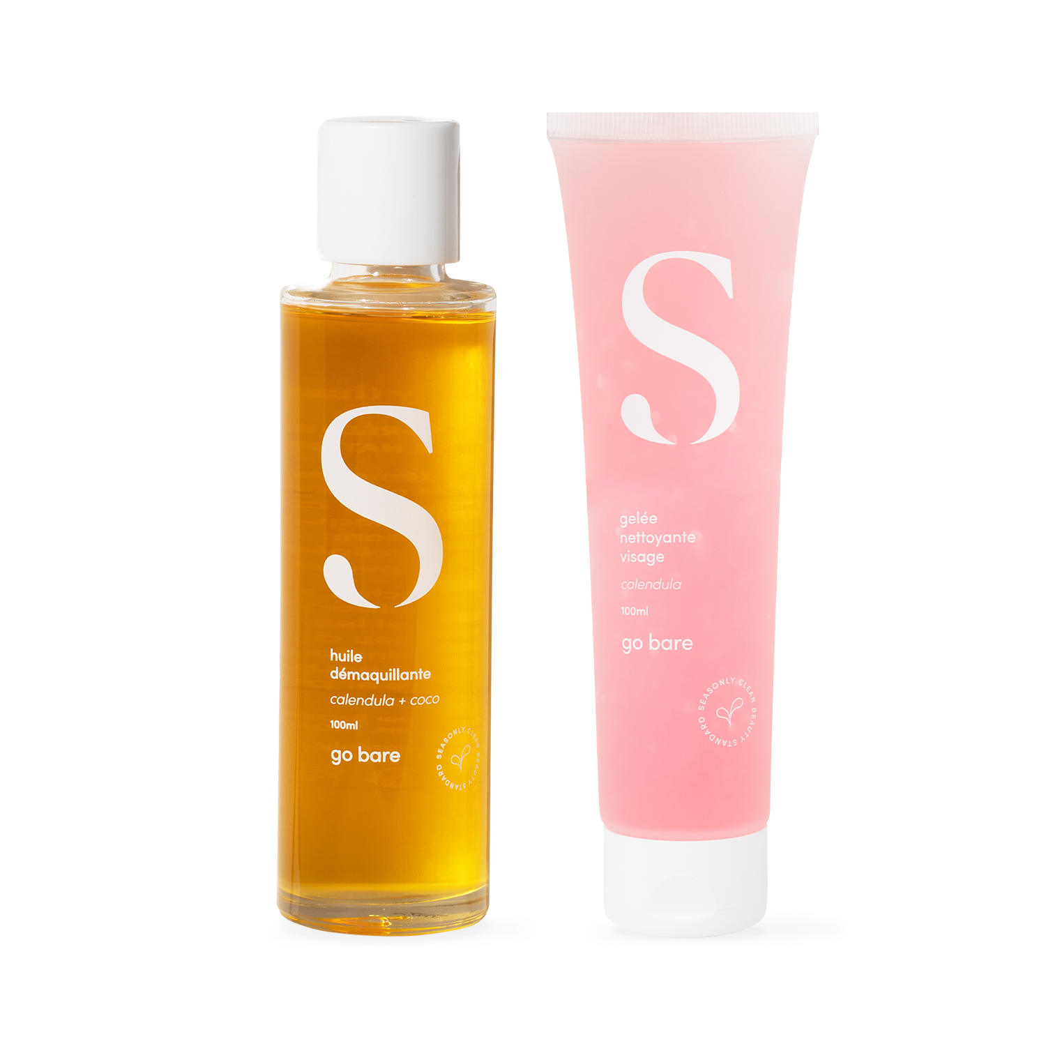 Duo Double Nettoyage Seasonly avec huile démaquillante et gelée nettoyante