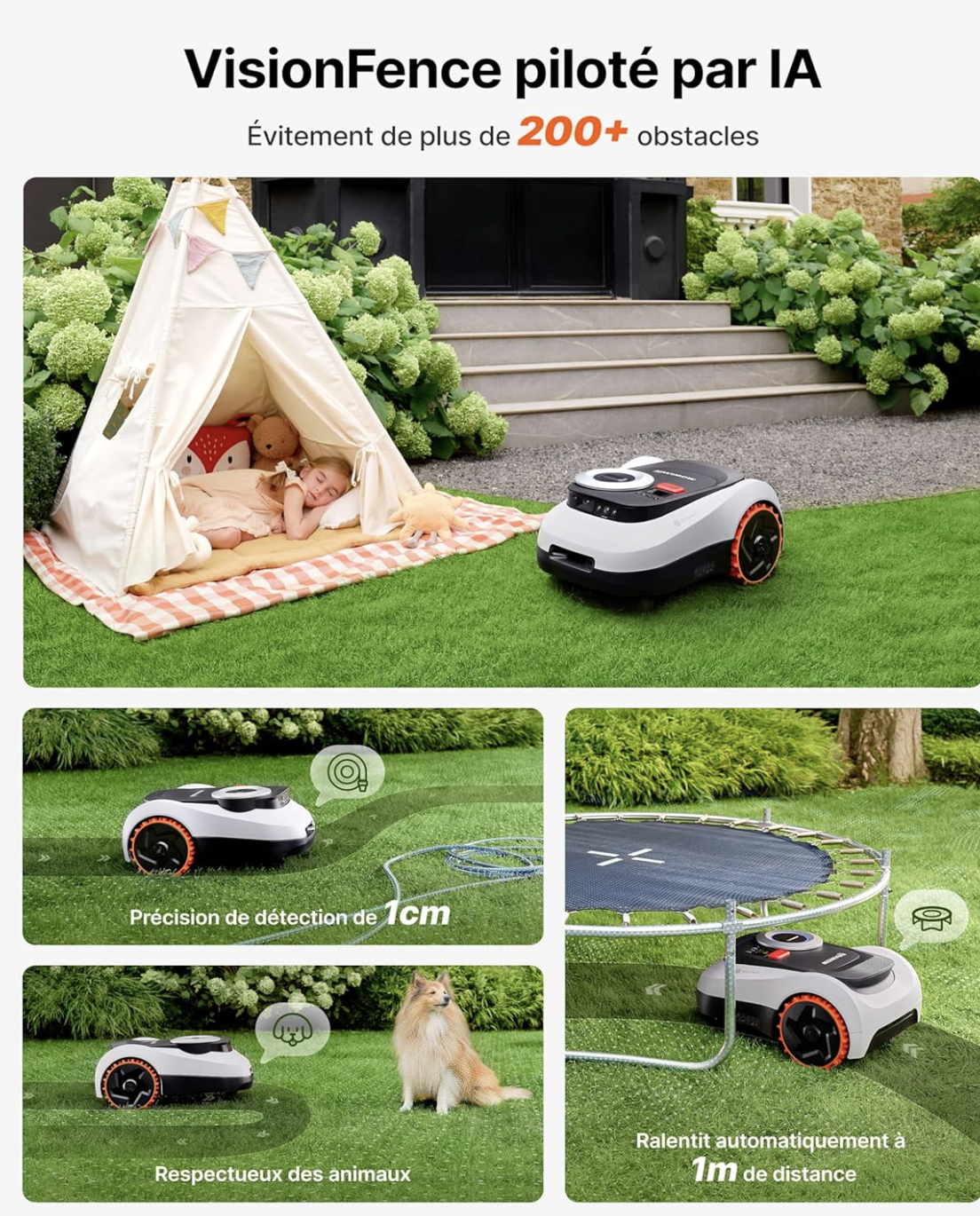 Segway Navimow VisionFence IA evitement obstacles animaux enfants