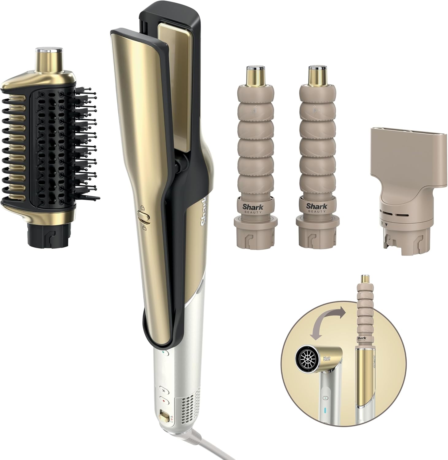 Shark Glam Multistyler HD6041SEU sèche-cheveux 4 en 1 avec accessoires coloris or