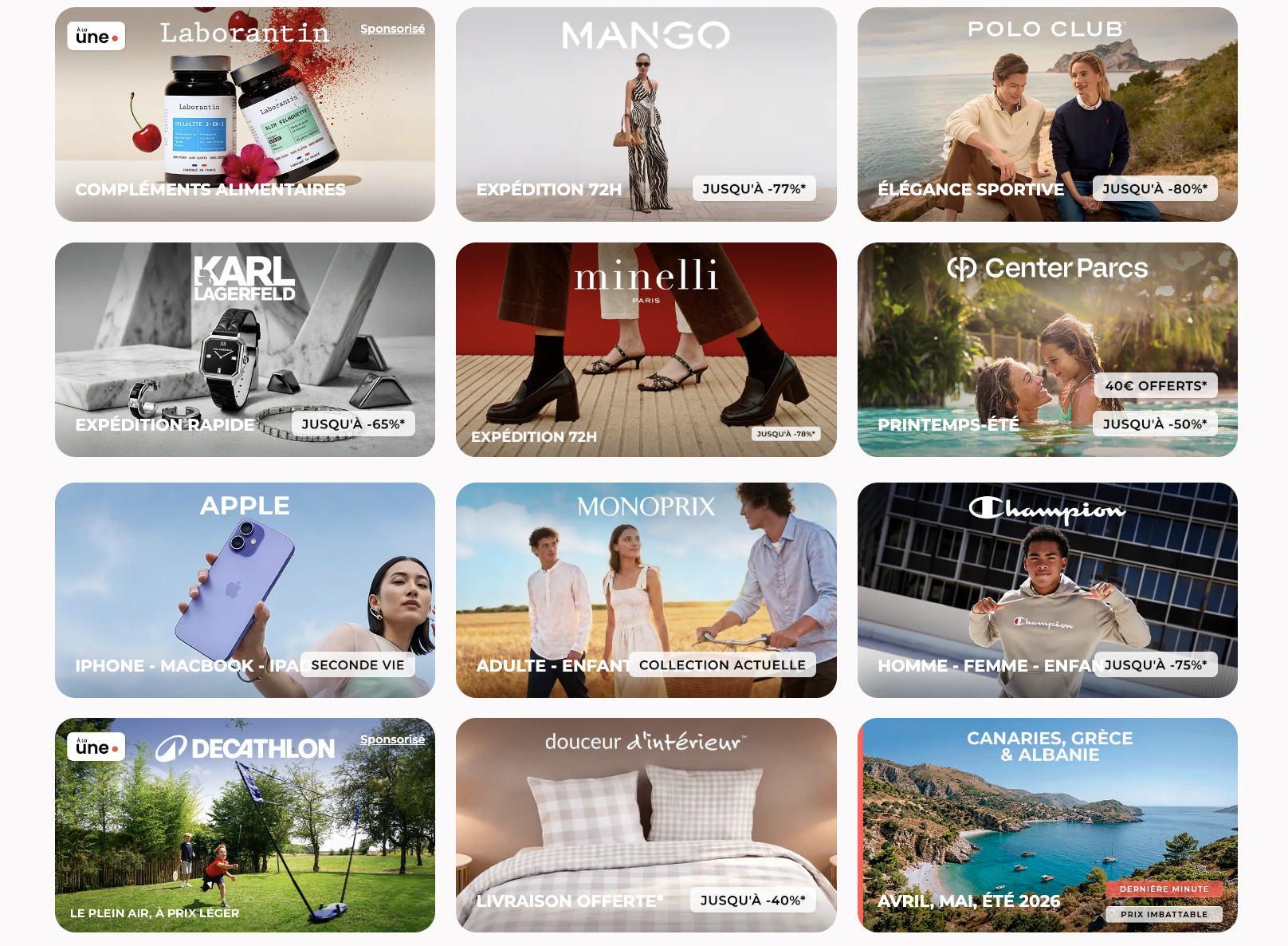 Ventes Showroomprivé Center Parcs Mango Karl Lagerfeld Apple Champion