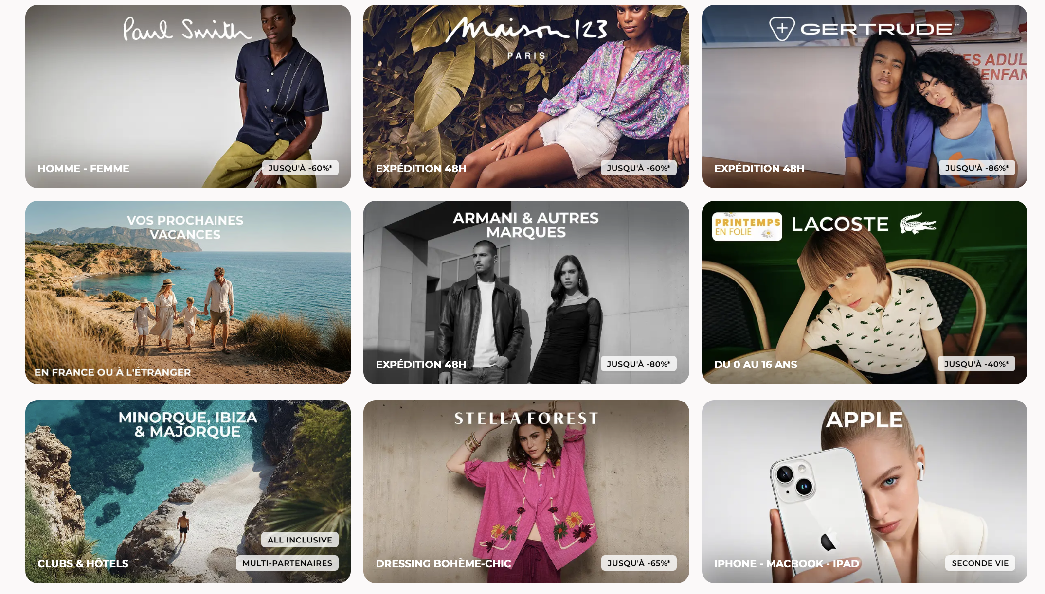 Ventes privées Showroomprivé avril 2026 Paul Smith Lacoste Armani Apple