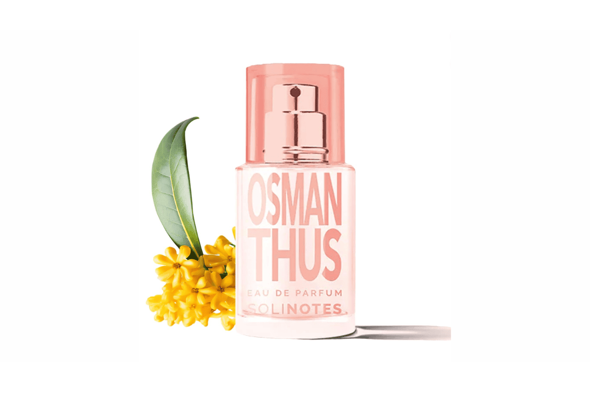 Parfum Solinotes Osmanthus eau de parfum flacon rose fleurs jaunes feuille verte mono-note