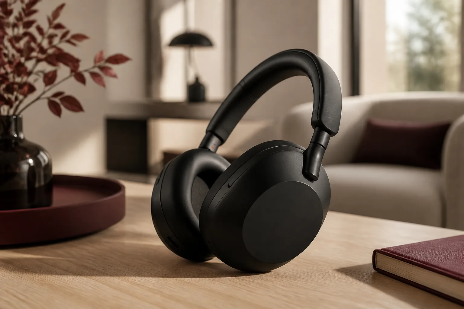 Casque audio Bluetooth noir à réduction de bruit de type Sony WH-1000XM5