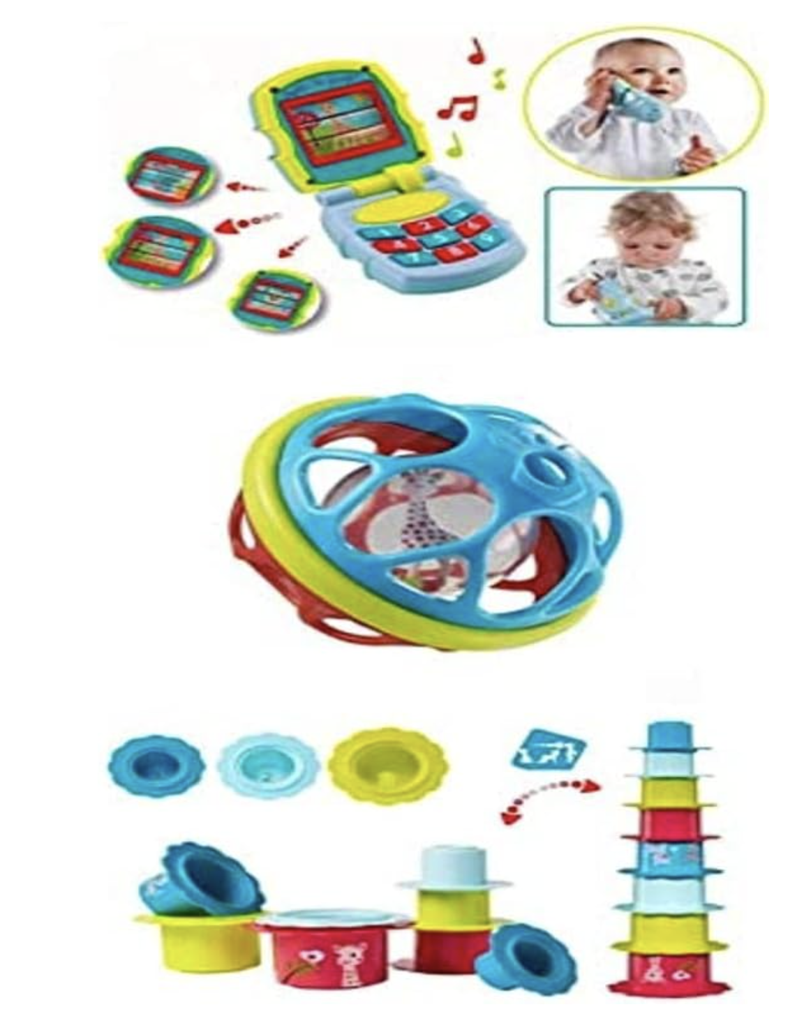 Coffret d'éveil Sophie la Girafe avec musical phone, soft ball et fleurs gigognes