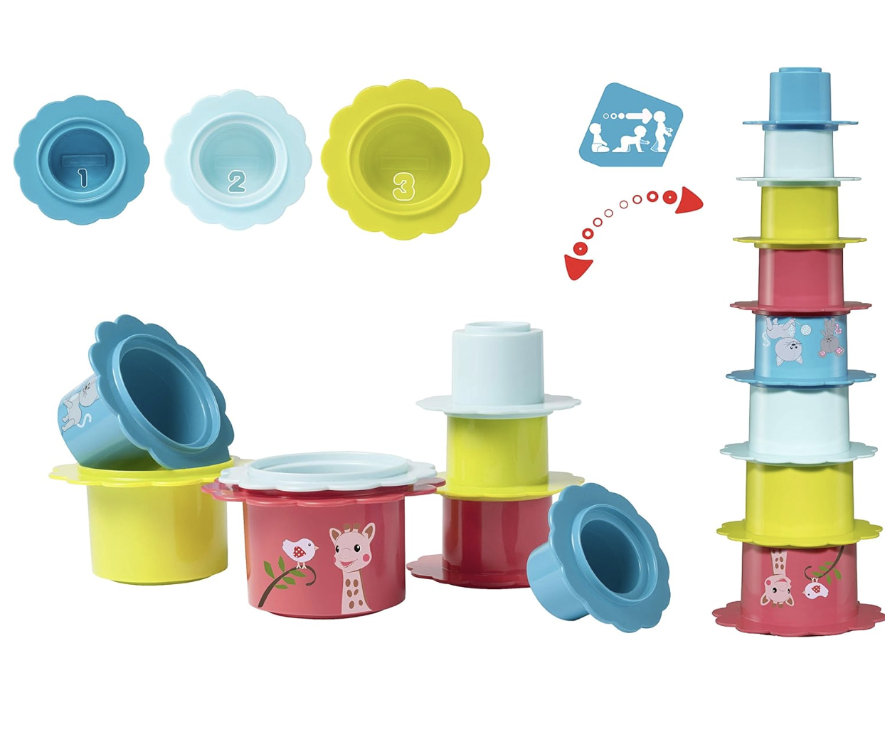 Fleurs gigognes Sophie la Girafe empilables