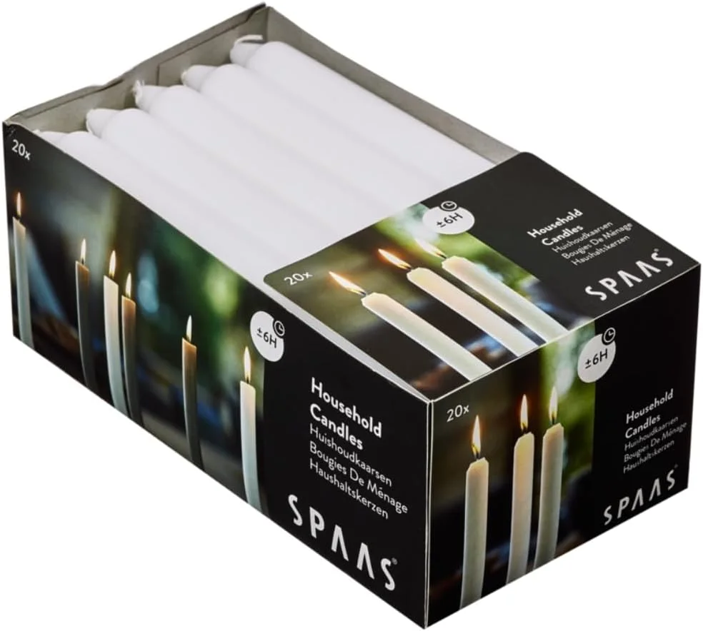 Boîte de 20 bougies Spaas blanches non parfumées