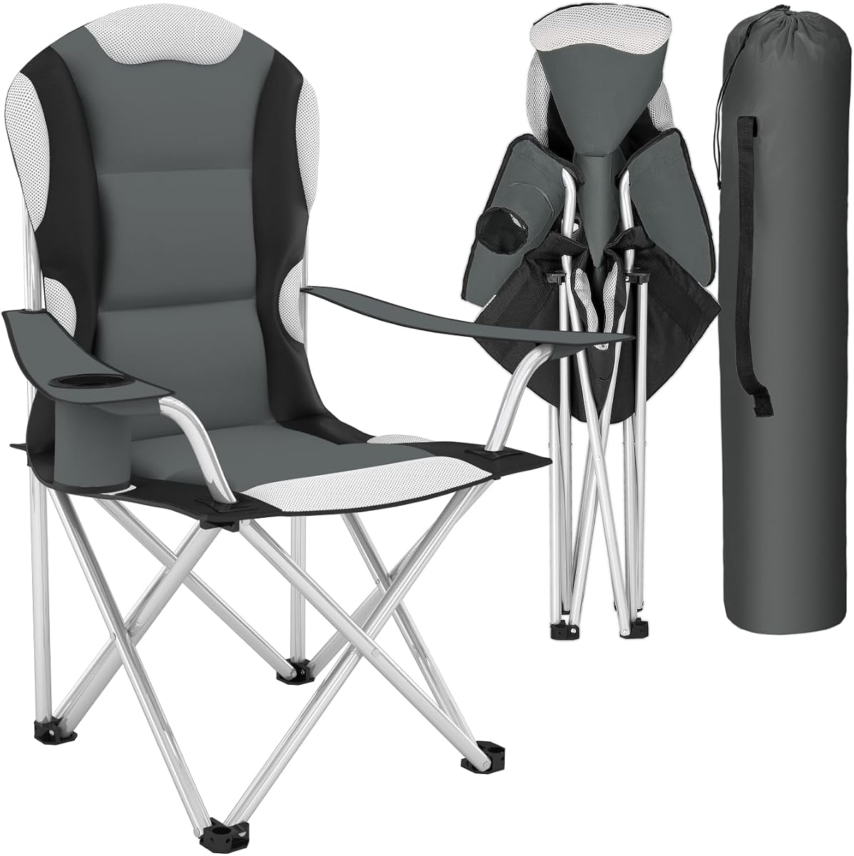 Chaise pliante de camping tectake avec porte-gobelet
