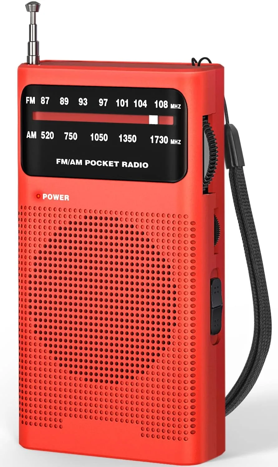 Radio portable Tendak AM FM rouge avec antenne télescopique et dragonne
