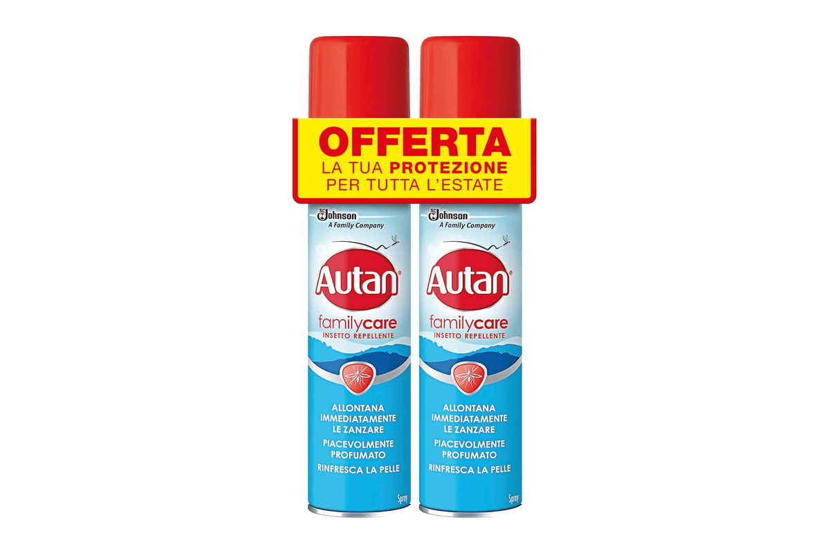 Autan Family Care Spray anti-moustiques 2 x 100 ml testé dermatologiquement protection famille 4h flacons blanc jaune