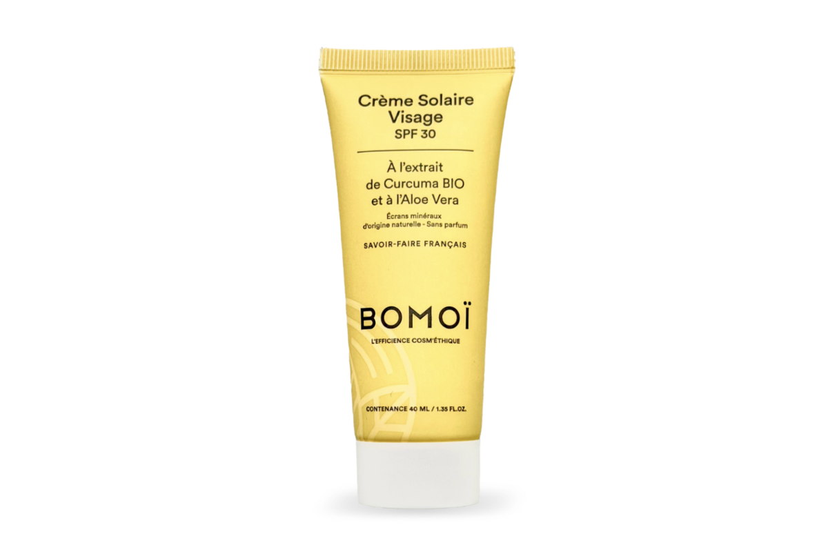 Bomoï Crème Solaire visage Bio SPF30 Curcuma 40 ml test produit Belle au Naturel mai 2026