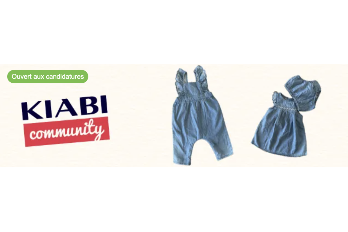 Test gratuit Kiabi salopette denim fille bébé Community mai 2026 fleurs brodées
