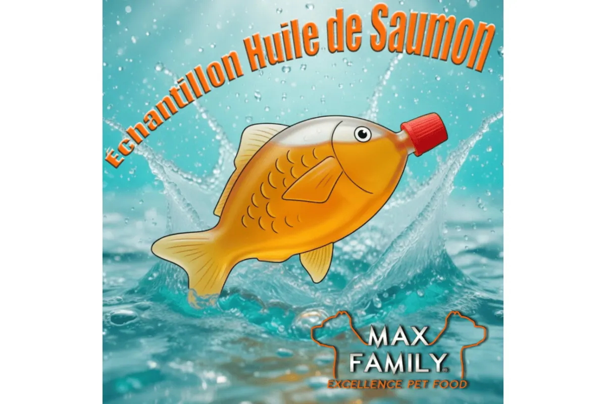 Échantillon gratuit huile de saumon Max Family 8 ml pour chien chat