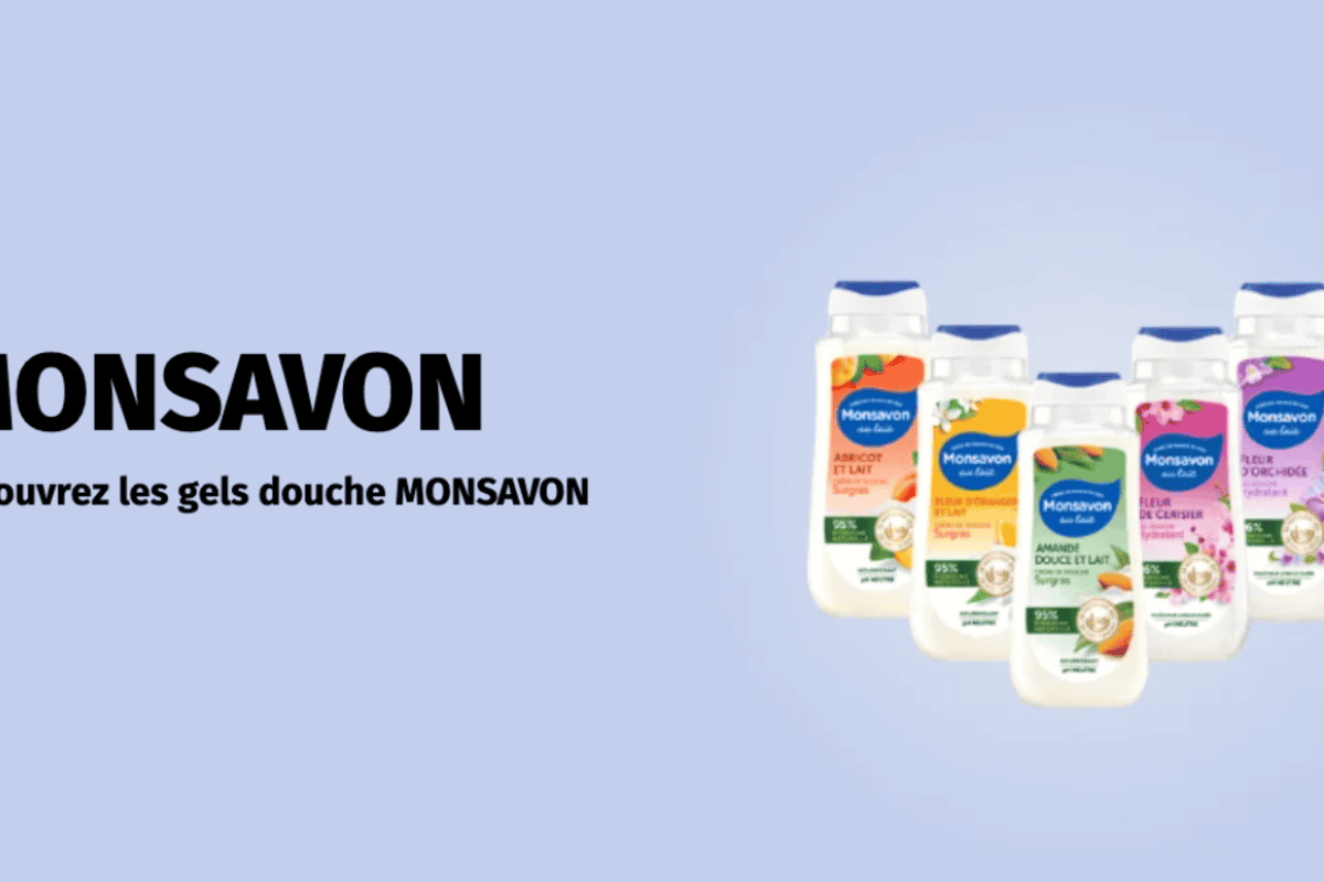 Test gratuit Monsavon — 200 places sur Beauté Test pour recevoir et tester les gels douche et crèmes de douche Monsavon (Crème de Douche Surgras Amande Douce et Lait, Gel Douche Hydratant Fleur de Cerisier, Crème de Douche Surgras Fleur d'Oranger et Lait, Gel Douche Hydratant Fleur d'Orchidée, Crème de Douche Surgras Abricot et Lait)