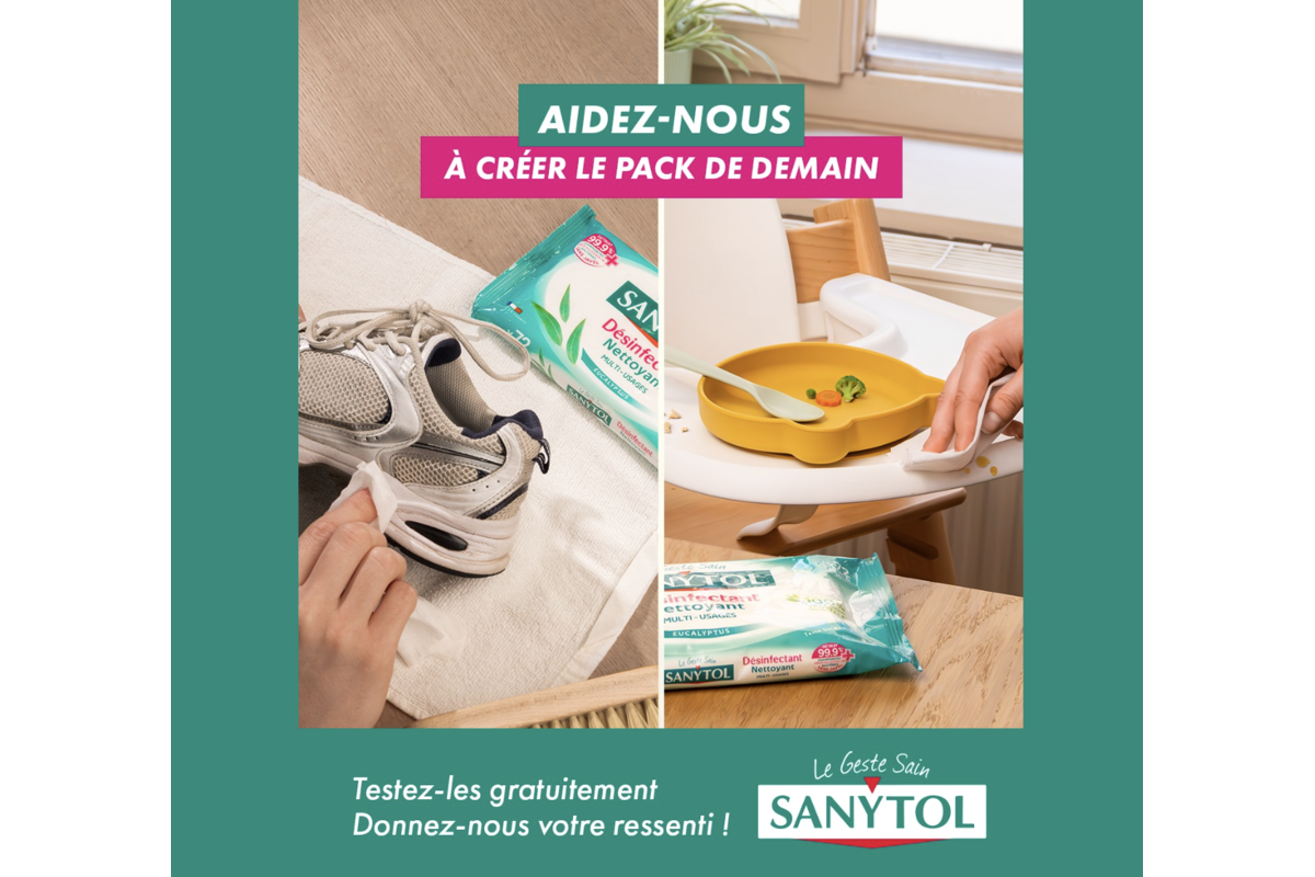 Sanytol aidez-nous à créer le pack de demain testez les lingettes gratuitement