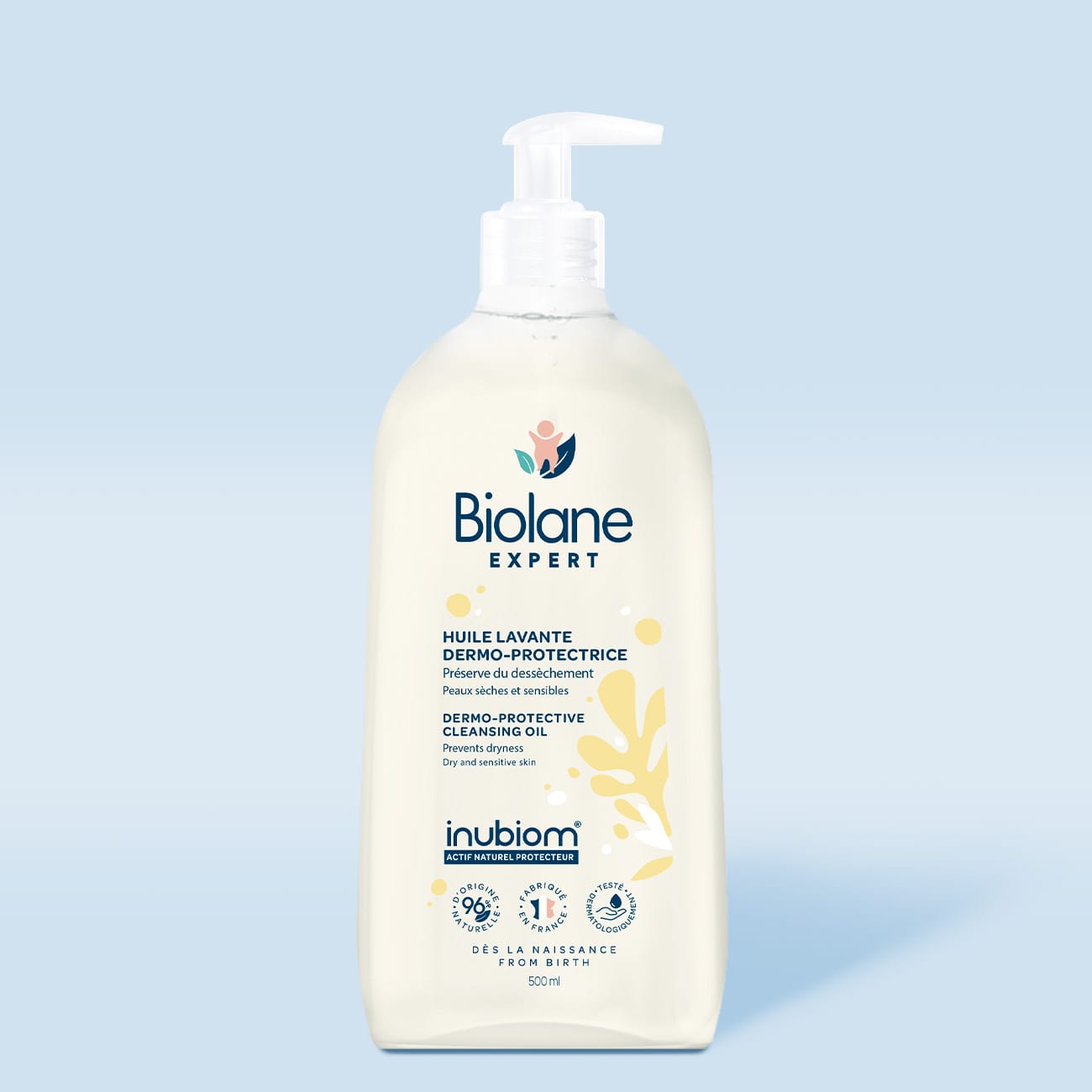 Flacon-pompe de 500 ml d'huile lavante dermo-protectrice Biolane Expert