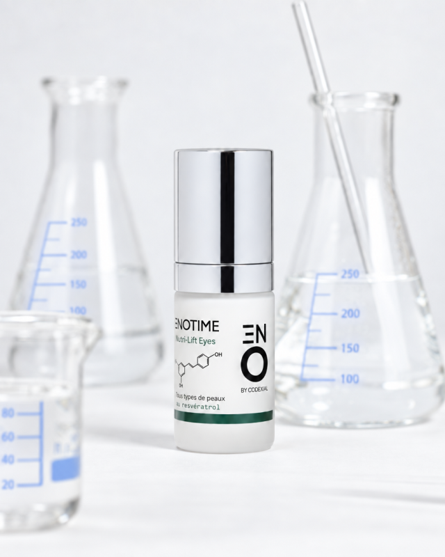 Flacon ENOTIME Nutri-Lift Eyes au resvératrol proposé à vingt-cinq testeurs par Codexial