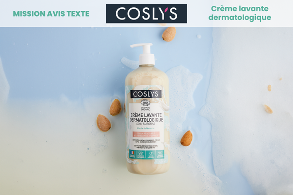 Test produit crème lavante haute tolérance Coslys pour peau réactive