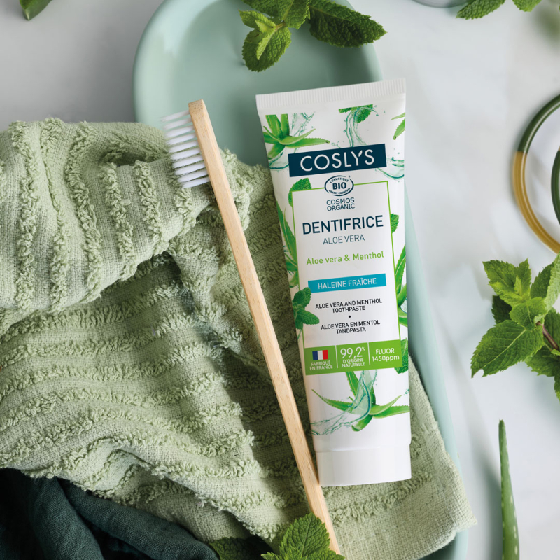 Dentifrice Coslys à l'aloe vera et au fluor proposé gratuitement à quinze testeurs