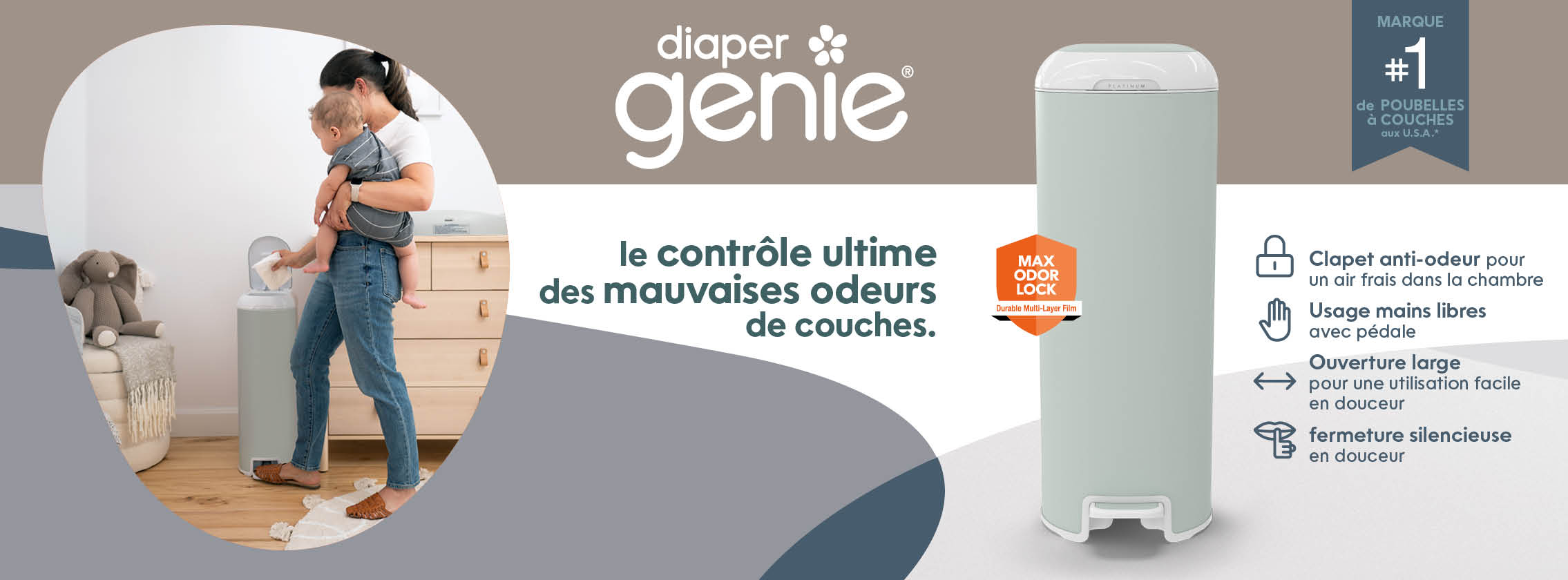 Poubelle à couches Diaper Genie Platinum proposée gratuitement à cinq parents par Consobaby