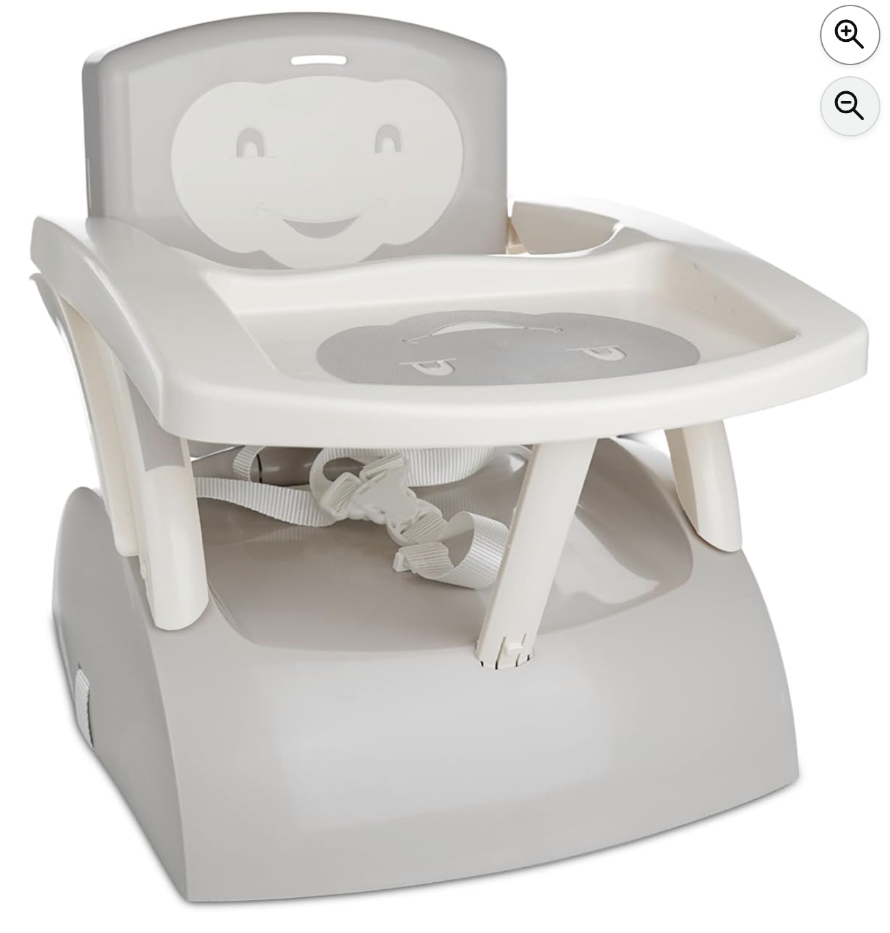 Thermobaby Rehausseur de chaise 2 en 1 gris velours avec tablette et harnais