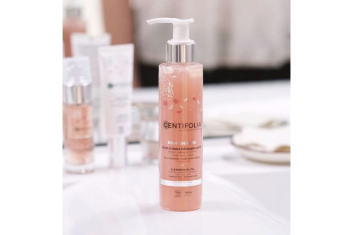 Gelée huile démaquillante Centifolia rose acide hyaluronique vitamine C démaquillage waterproof éclat doux