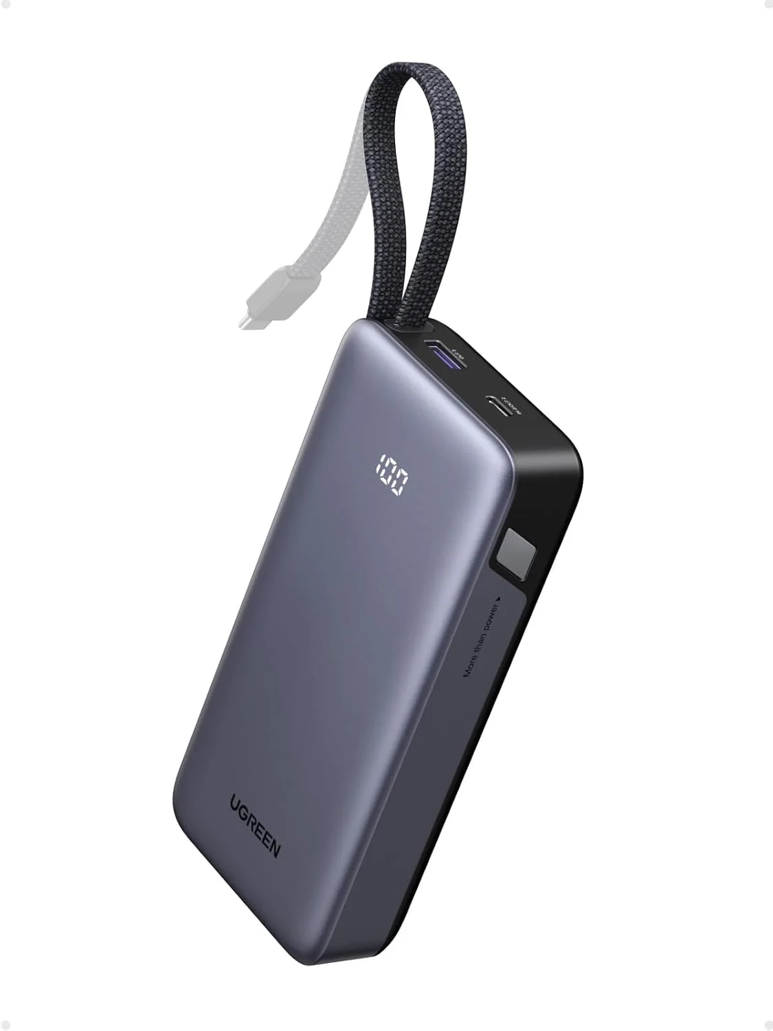 Batterie externe UGREEN Nexode 20 000 mAh 55 W avec câble USB-C intégré et écran LED
