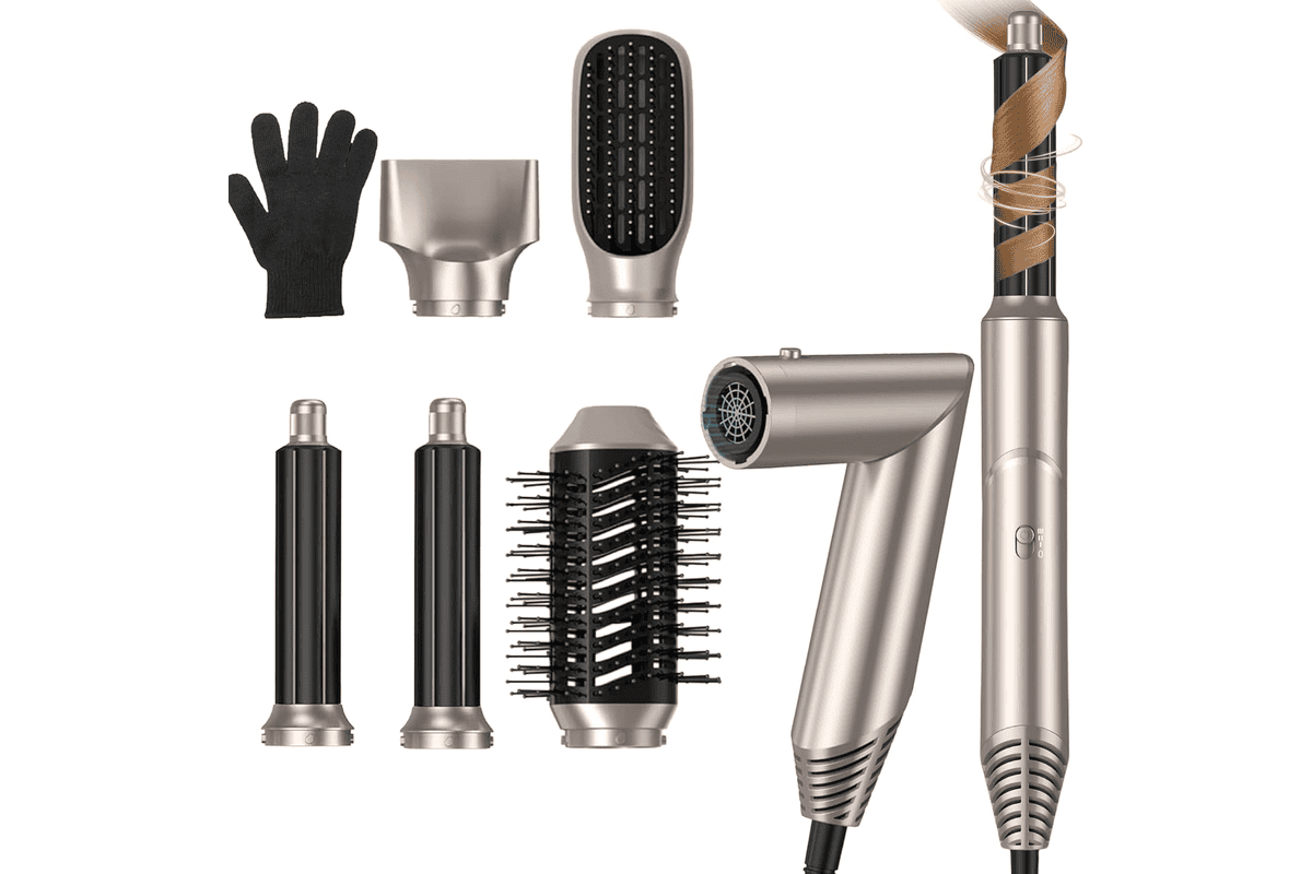 UKLISS Air Styler 5-en-1 sèche-cheveux brushing coffret Gold brosse soufflante fer à friser brosse lissante