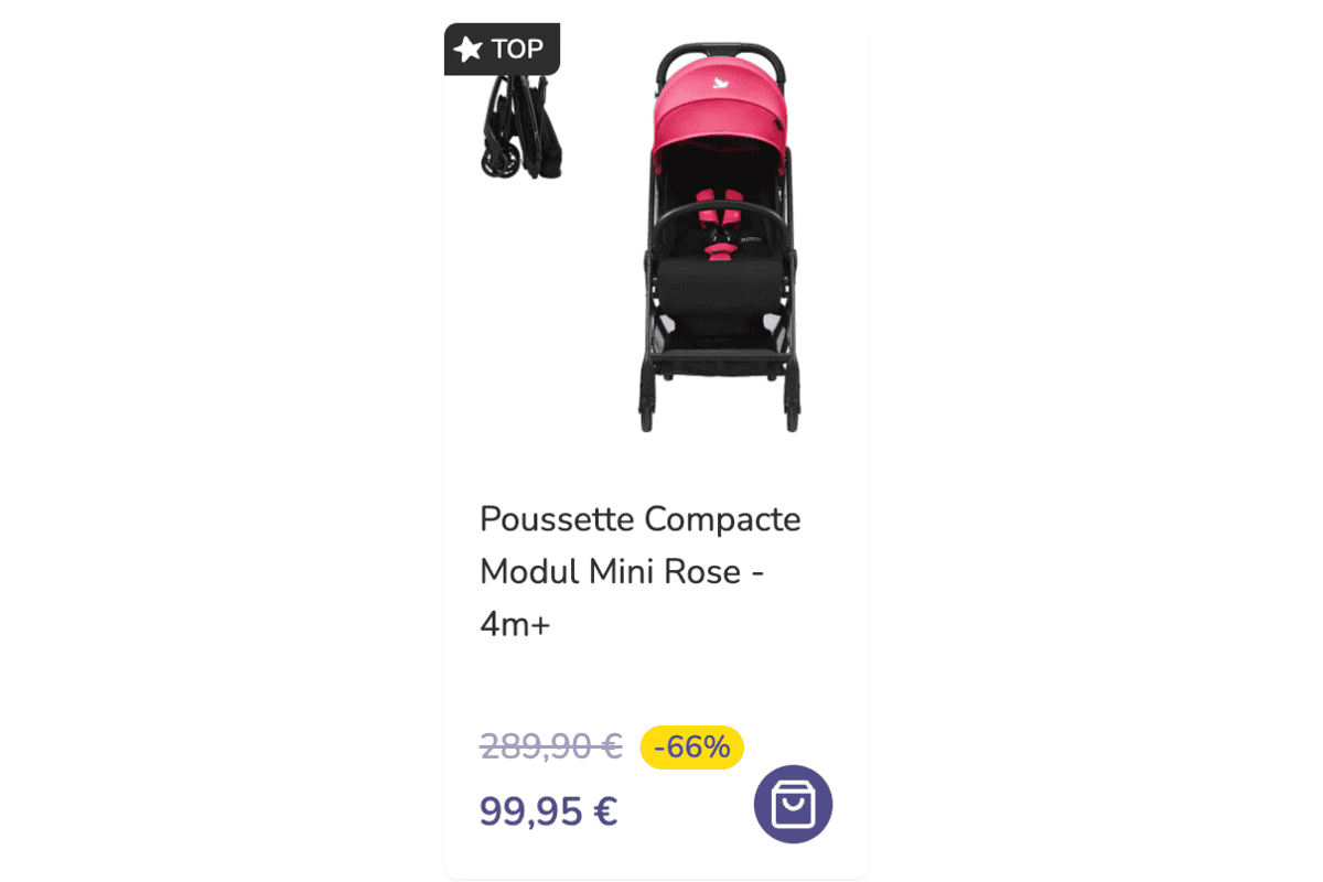 Apramo Poussette Compacte Modul Mini Rose canopée rose pliage compact dès 4 mois